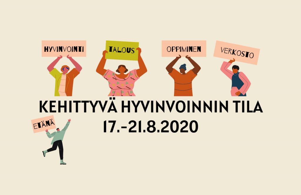 Annalan huvilan 17.–21.8.2020 järjestämän Kehittyvä hyvinvoinnin tila -verkkotapahtuman Facebook-tapahtuman kansikuva.