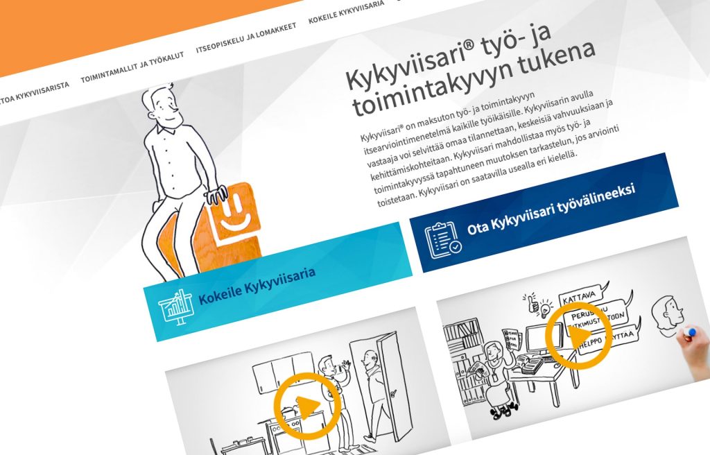 Kuvakaappaus Kykyviisari-verkkotyövälineen etusivusta.